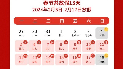 瑞龍呈祥，新年新禧丨靈科超聲波2024年春節(jié)<i style='color:red'>放假</i>通知